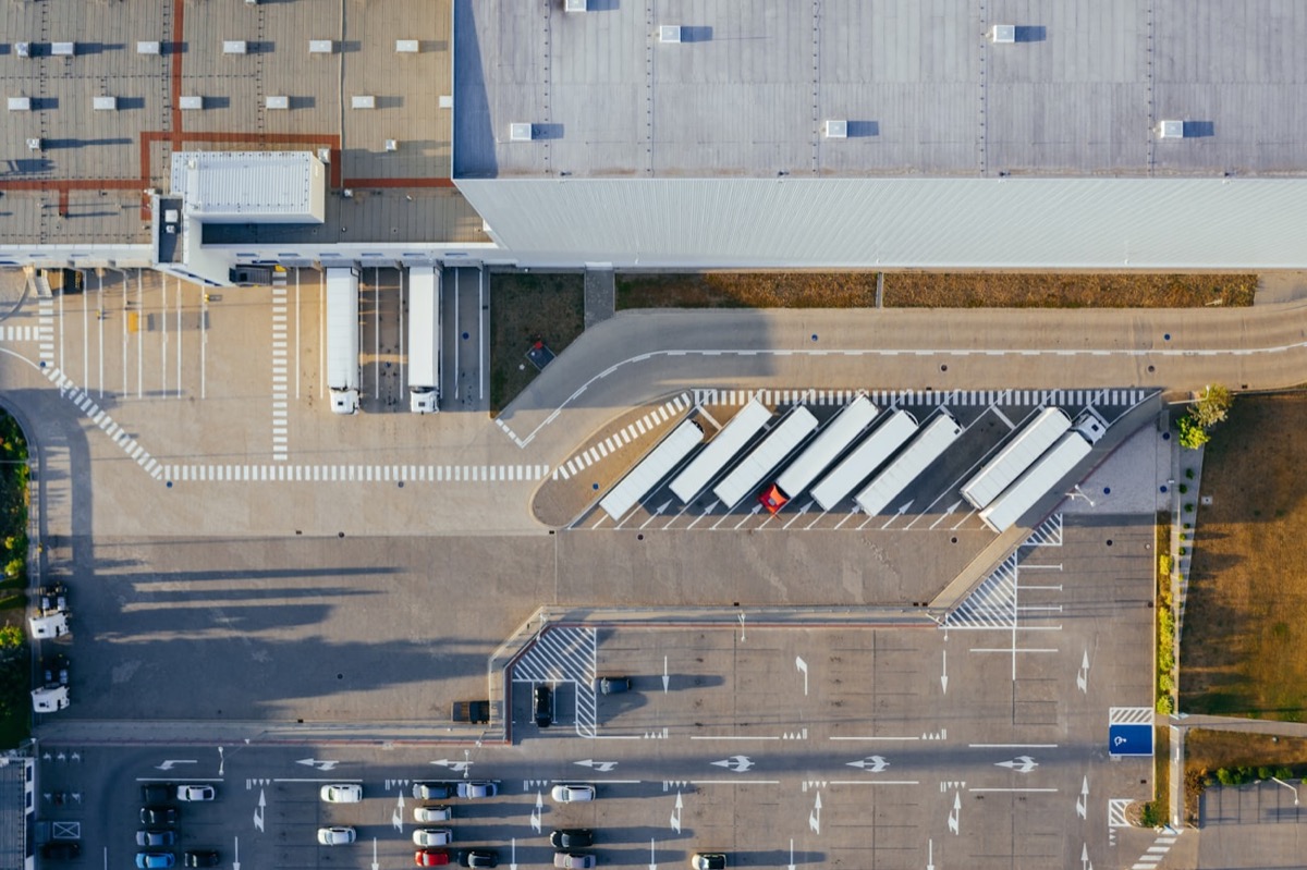 Logistics depot loading bays from above