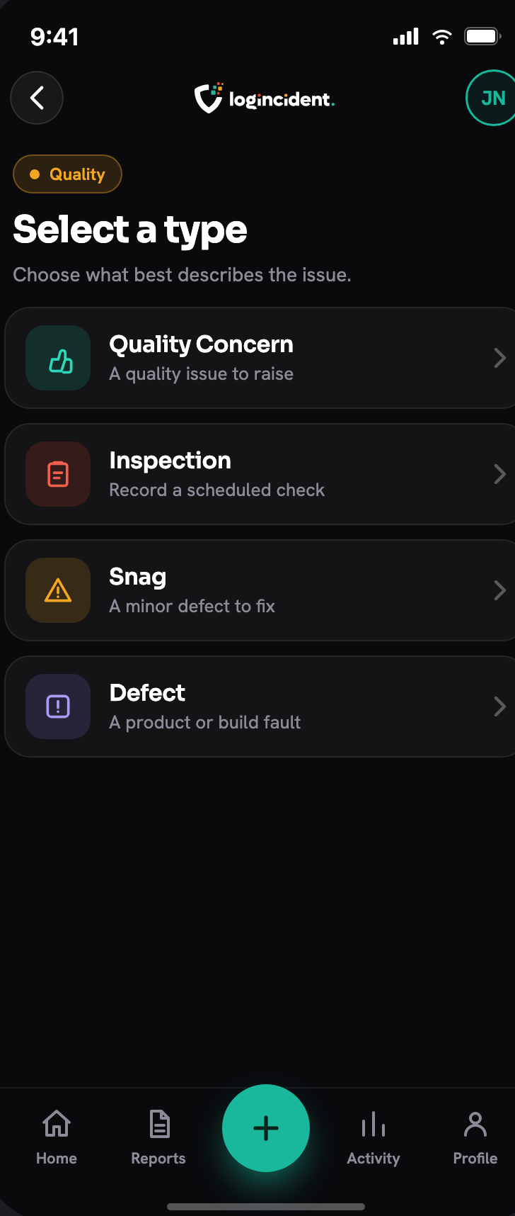 Choosing a Quality report type