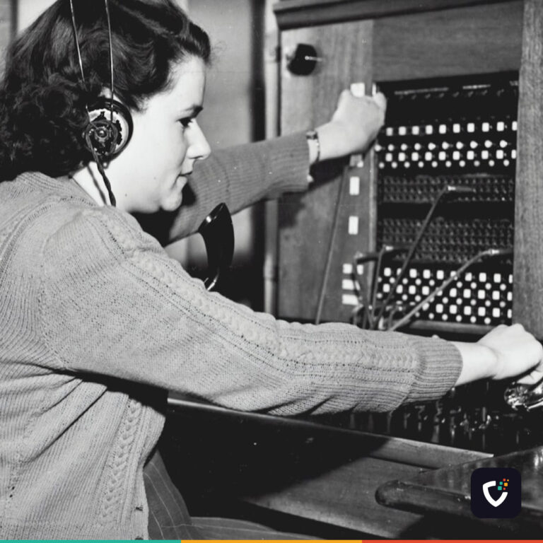 A 1940s telephone switchboard operator