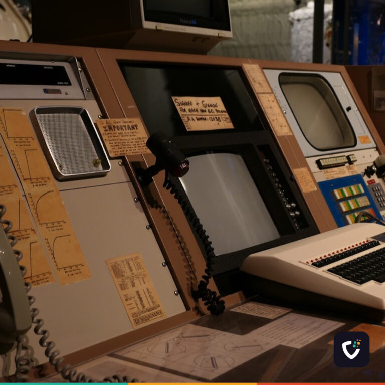 The console of a vintage relay computer