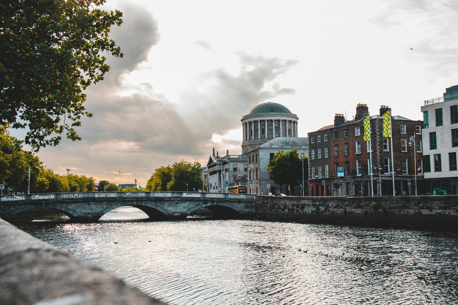 The Four Courts in Dublin, seen across the River Liffey.